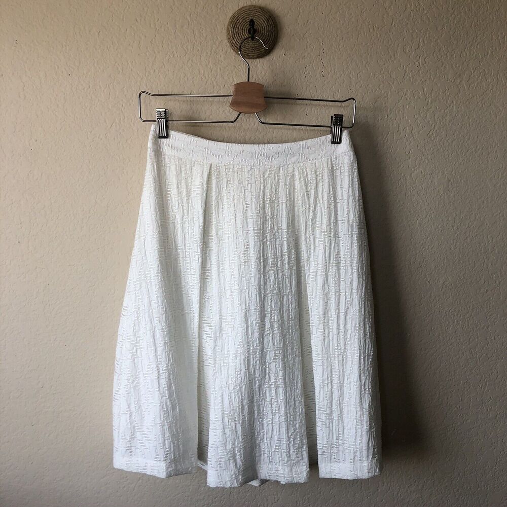 Vince Camuto Skirt White Eyelet Knee Length Skirt 0